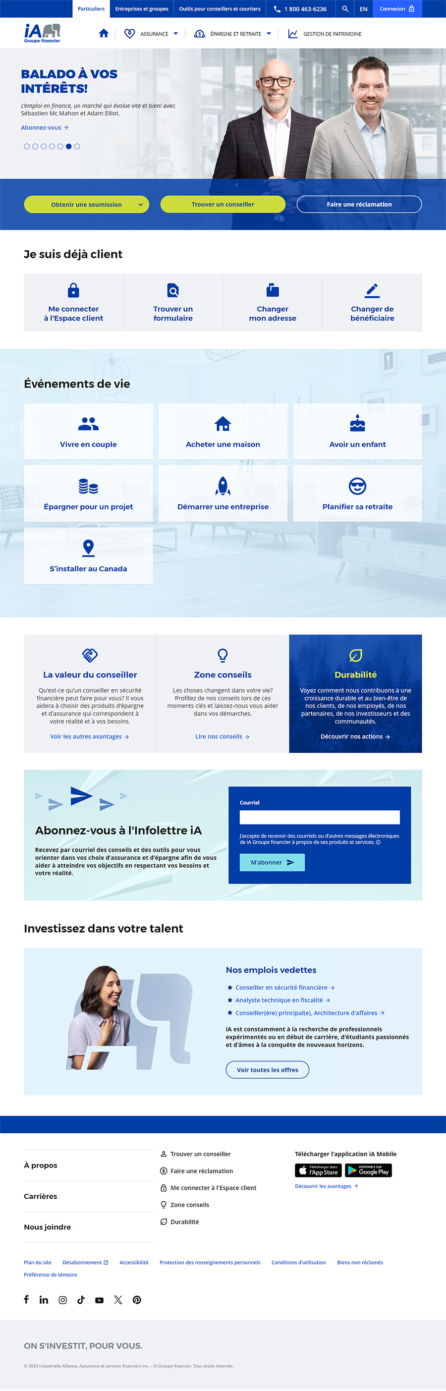 Réalisation Accueil ia Groupe financier